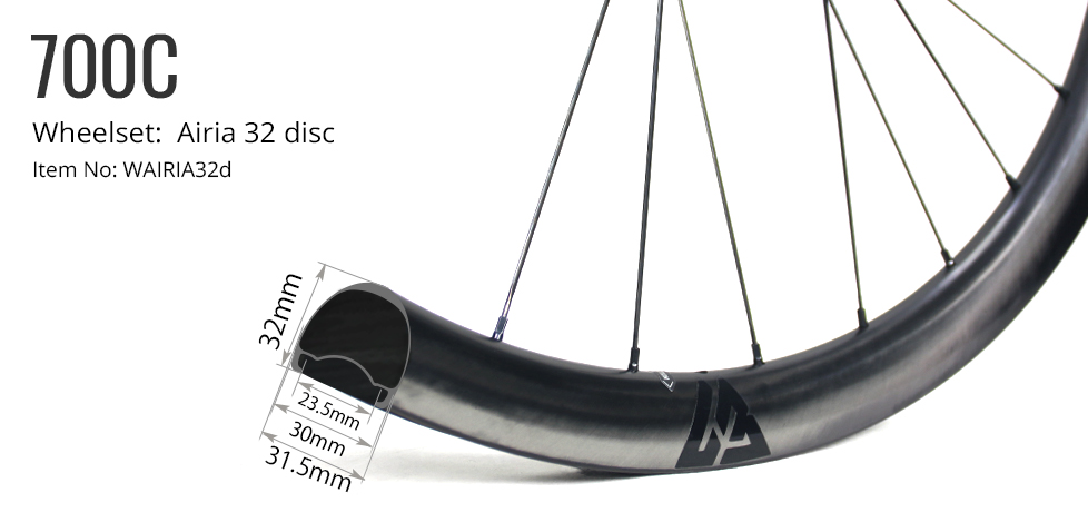 Airia-32-disc-brake-carbon-wheelset-23-5mm-int-width-32mm-depth-700c